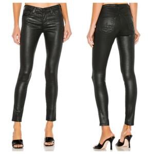 AG Zip-Up Legging Ankle Coated Black Jeans 27 Skinny Sleek Faux Leather